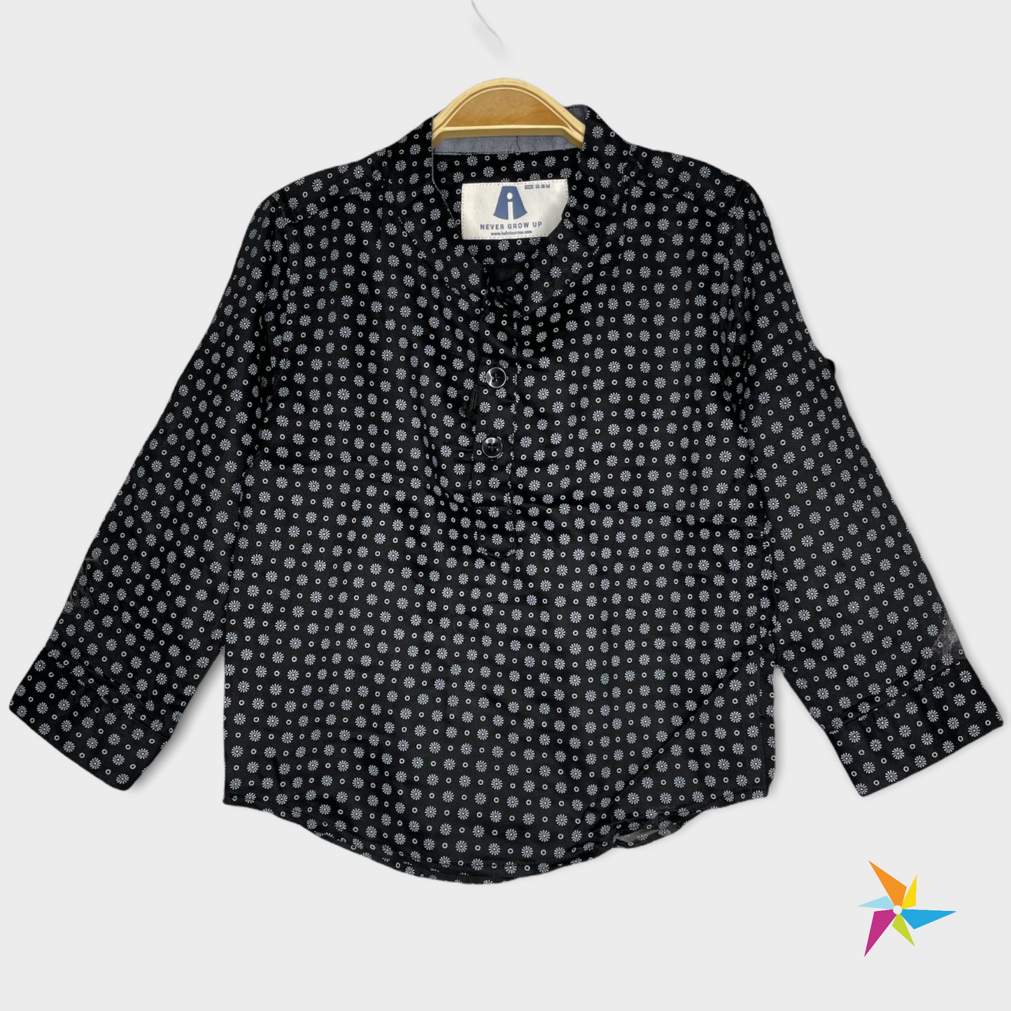 Boys printed full sleeve shirt Black