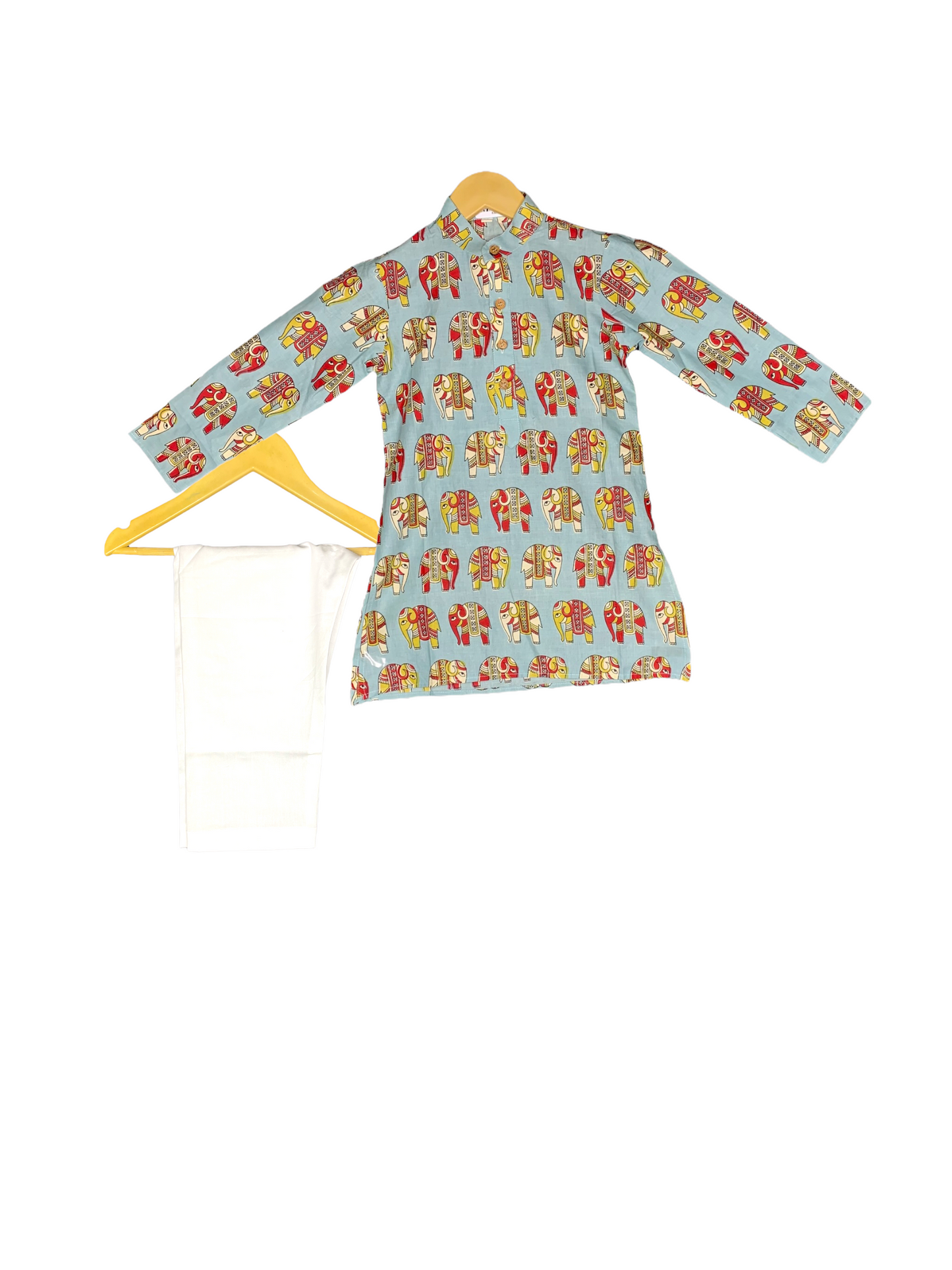 Elephant print Sky blue kurta pajam set for boys