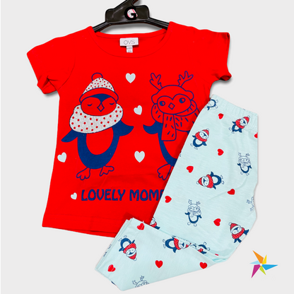 Girls lovely moments red t-shirt set