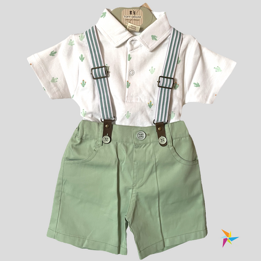 TOFFYHOUSE boys pastel green suspender set