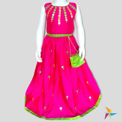 Girls Dark pinkMirror bells lehenga choli