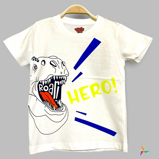 Boys Dino Print T-shirt White