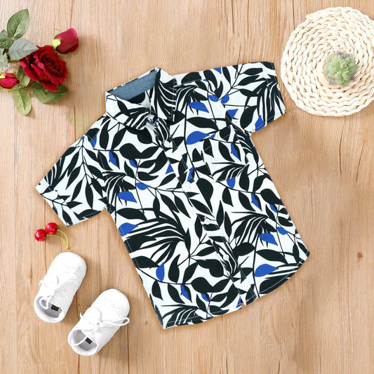 Leaf Printed Regular Fit Casual Shirt- White